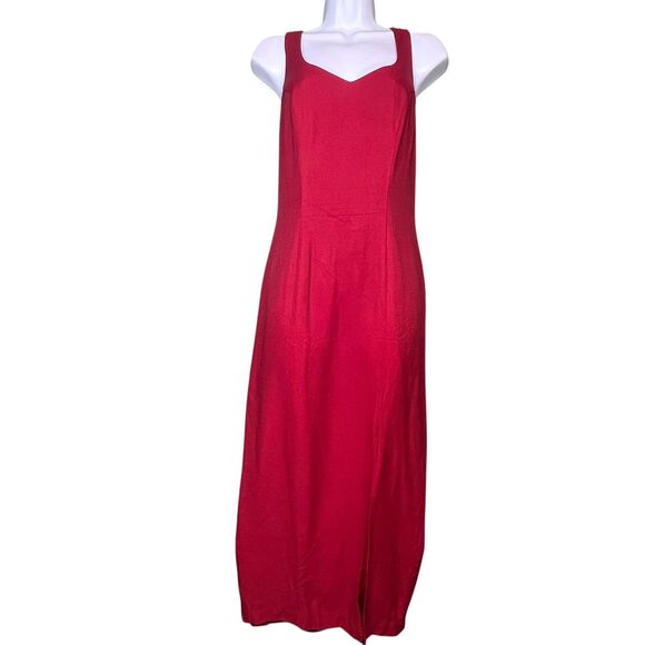 CDC Caren Desiree Vintage Dress Womens 8 Red Crisscross Back Cocktail Made USA - Picture 9 of 11